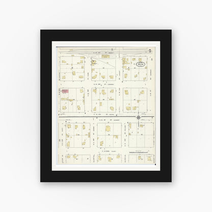 Old map wall art mockup — black gallery frame with white mat — Sanborn Fire Insurance Map from Galva, Henry County, Illinois (1913), Sheet #0007