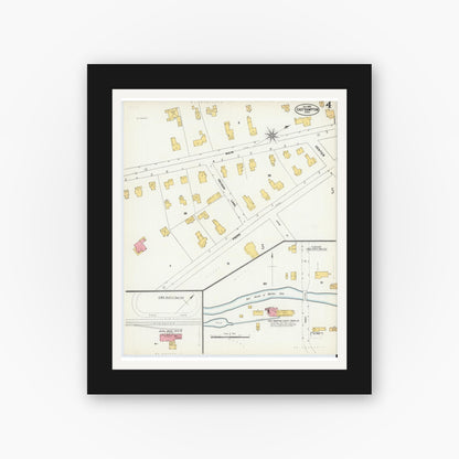 Old map wall art mockup — black gallery frame with white mat — Sanborn Fire Insurance Map from East Hampton, Hampshire County, Massachusetts (1902), Sheet #0004