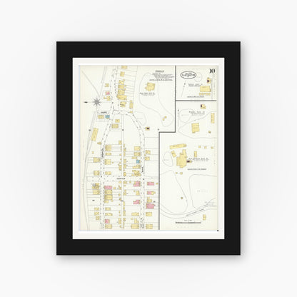 Old map wall art mockup — black gallery frame with white mat — Sanborn Fire Insurance Map from Slatington, Lehigh County, Pennsylvania (1908), Sheet #0010