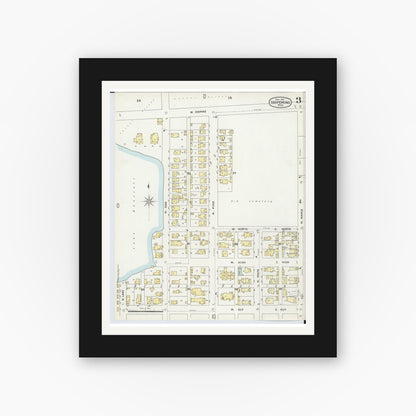 Old map wall art mockup — black gallery frame with white mat — Sanborn Fire Insurance Map from Ishpeming, Marquette County, Michigan (1897), Sheet #0003