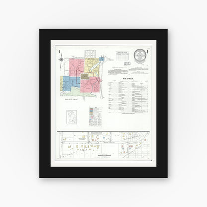 Old map wall art mockup — black gallery frame with white mat — Sanborn Fire Insurance Map from Northville, Wayne County, Michigan (1942) - Complete Map Set