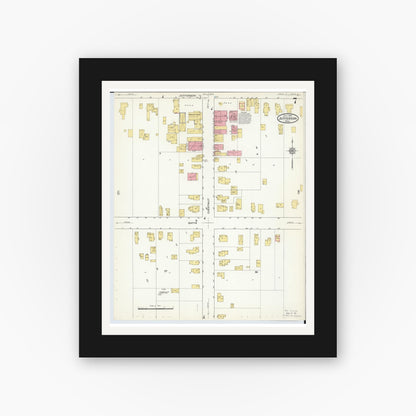 Old map wall art mockup — black gallery frame with white mat — Sanborn Fire Insurance Map from Jefferson, Ashtabula County, Ohio (1915), Sheet #0007