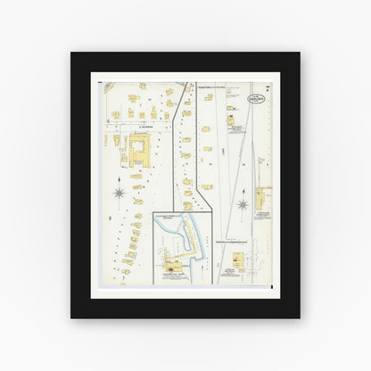 Old map wall art mockup — black gallery frame with white mat — Sanborn Fire Insurance Map from Charlevoix, Charlevoix County, Michigan (1901), Sheet #0007