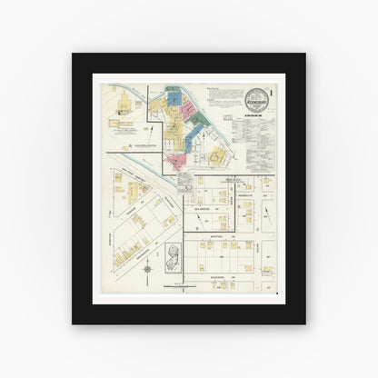 Old map wall art mockup — black gallery frame with white mat — Sanborn Fire Insurance Map from Keansburg, Monmouth County, New Jersey (1917), Sheet #0001