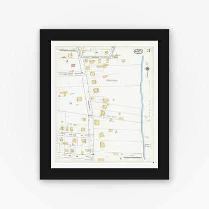 Old map wall art mockup — black gallery frame with white mat — Sanborn Fire Insurance Map from Nyack, Rockland County, New York. (1919), Sheet #0003