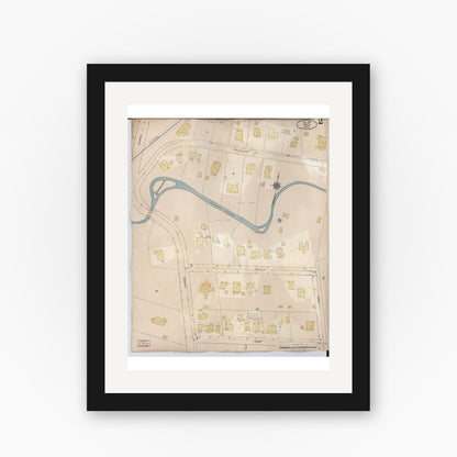 Old map wall art mockup — black gallery frame with white mat — Sanborn Fire Insurance Map from Hilo, Hawaii County, Hawaii (1957), Sheet #0002