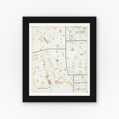Old map wall art mockup — black gallery frame with white mat — Sanborn Fire Insurance Map from Savanna, Carroll County, Illinois (1903), Sheet #0008