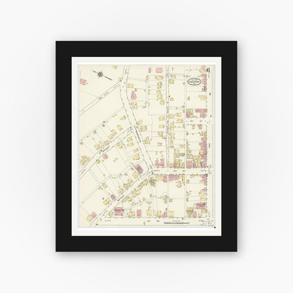 Old map wall art mockup — black gallery frame with white mat — Sanborn Fire Insurance Map from Freeport, Armstrong County, Pennsylvania (1913), Sheet #0006