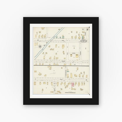 Old map wall art mockup — black gallery frame with white mat — Sanborn Fire Insurance Map from New Milford, Susquehanna County, Pennsylvania (1897), Sheet #0003