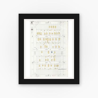 Old map wall art mockup — black gallery frame with white mat — Sanborn Fire Insurance Map from Chicago, Cook County, Illinois (1920), Sheet #0041