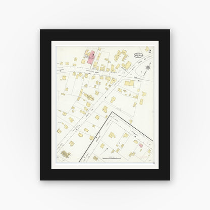 Old map wall art mockup — black gallery frame with white mat — Sanborn Fire Insurance Map from Amenia, Dutchess County, New York (1913), Sheet #0002