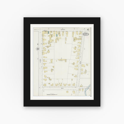 Old map wall art mockup — black gallery frame with white mat — Sanborn Fire Insurance Map from New Berlin, Chenango County, New York (1894), Sheet #0004