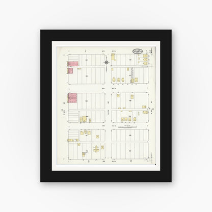 Old map wall art mockup — black gallery frame with white mat — Sanborn Fire Insurance Map from Texas City, Galveston County, Texas (1920), Sheet #0003