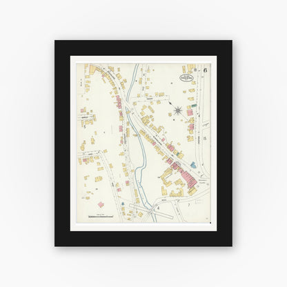 Old map wall art mockup — black gallery frame with white mat — Sanborn Fire Insurance Map from Ossining, Westchester County, New York (1903), Sheet #0006
