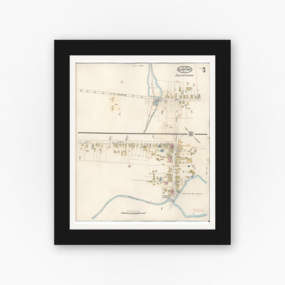 Old map wall art mockup — black gallery frame with white mat — Sanborn Fire Insurance Map from Allentown, Monmouth County, New Jersey (1940), Sheet #0005