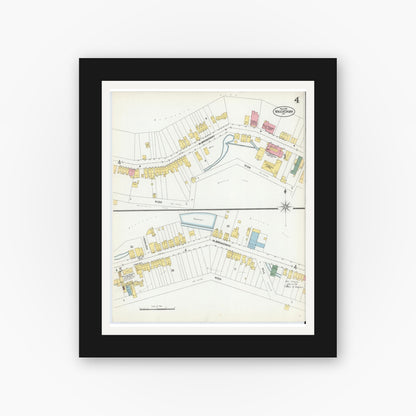 Old map wall art mockup — black gallery frame with white mat — Sanborn Fire Insurance Map from Mauch Chunk, Carbon County, Pennsylvania (1902), Sheet #0004