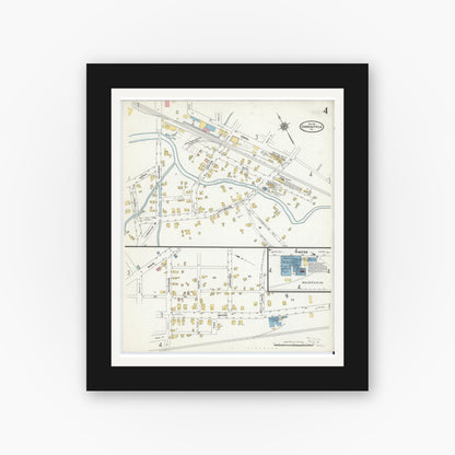 Old map wall art mockup — black gallery frame with white mat — Sanborn Fire Insurance Map from Conneautville, Crawford County, Pennsylvania (1911), Sheet #0004