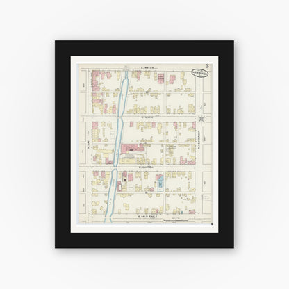 Old map wall art mockup — black gallery frame with white mat — Sanborn Fire Insurance Map from Lock Haven, Clinton County, Pennsylvania (1891), Sheet #0003