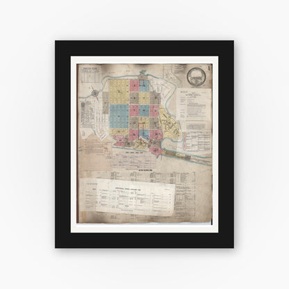 Old map wall art mockup — black gallery frame with white mat — Sanborn Fire Insurance Map from Coronado, San Diego County, California (1962), Sheet #0001