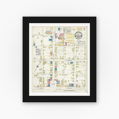 Old map wall art mockup — black gallery frame with white mat — Sanborn Fire Insurance Map from Millerstown, Perry County, Pennsylvania (1921) - Complete Map Set