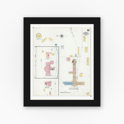 Old map wall art mockup — black gallery frame with white mat — Sanborn Fire Insurance Map from Saint Cloud, Stearns, Benton, and Sherburne Counties, Minnesota (1904), Sheet #0018