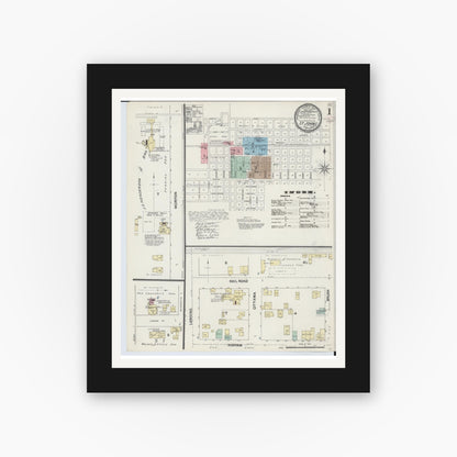 Old map wall art mockup — black gallery frame with white mat — Sanborn Fire Insurance Map from Saint Johns, Clinton County, Michigan (1890) - Complete Map Set