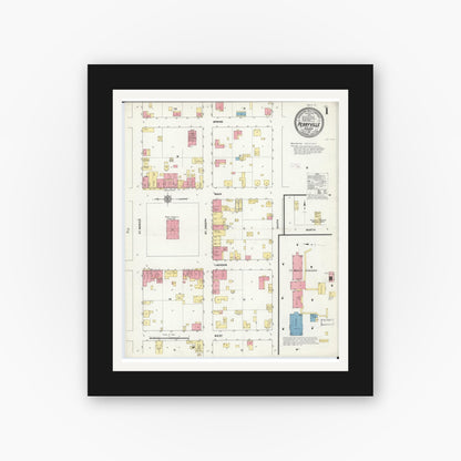 Old map wall art mockup — black gallery frame with white mat — Sanborn Fire Insurance Map from Perryville, Perry County, Missouri (1911), Sheet #0001