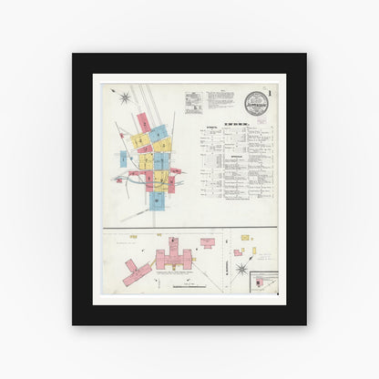 Old map wall art mockup — black gallery frame with white mat — Sanborn Fire Insurance Map from Shippensburg, Cumberland And Franklin Counties, Pennsylvania (1904) - Complete Map Set