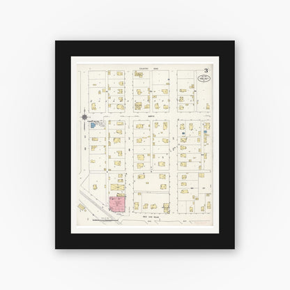 Old map wall art mockup — black gallery frame with white mat — Sanborn Fire Insurance Map from Walnut, Bureau County, Illinois (1921), Sheet #0003