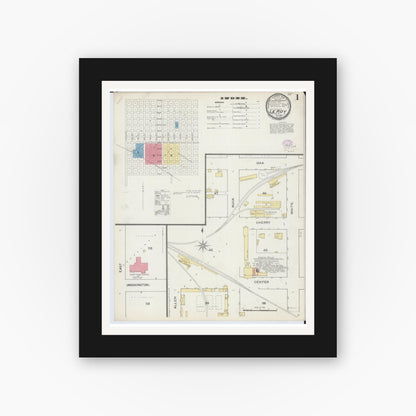 Old map wall art mockup — black gallery frame with white mat — Sanborn Fire Insurance Map from Leroy, McLean County, Illinois (1893) - Complete Map Set