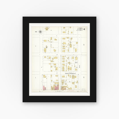 Old map wall art mockup — black gallery frame with white mat — Sanborn Fire Insurance Map from Dixon, Solano County, California (1907), Sheet #0004