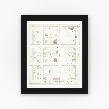 Old map wall art mockup — black gallery frame with white mat — Sanborn Fire Insurance Map from Hereford, Deaf Smith County, Texas (1920), Sheet #0005