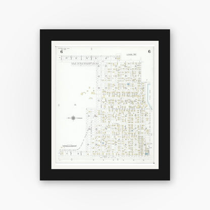 Old map wall art mockup — black gallery frame with white mat — Sanborn Fire Insurance Map from Buckeye Lake, Licking County, Ohio (1946), Sheet #0006