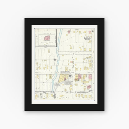 Old map wall art mockup — black gallery frame with white mat — Sanborn Fire Insurance Map from Jackson, Cape Girardeau County, Missouri (1921), Sheet #0002