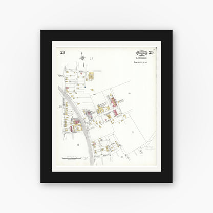 Old map wall art mockup — black gallery frame with white mat — Sanborn Fire Insurance Map from Stroudsburg, Monroe County, Pennsylvania (1923), Sheet #0029