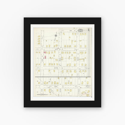 Old map wall art mockup — black gallery frame with white mat — Sanborn Fire Insurance Map from Suffern, Rockland County, New York (1913), Sheet #0005