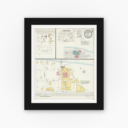 Old map wall art mockup — black gallery frame with white mat — Sanborn Fire Insurance Map from Coraopolis, Allegheny County, Pennsylvania (1898) - Complete Map Set