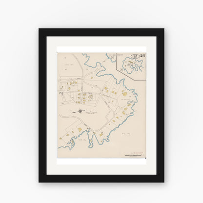 Old map wall art mockup — black gallery frame with white mat — Sanborn Fire Insurance Map from Hilo, Hawaii County, Hawaii (1921), Sheet #0026