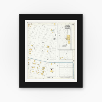 Old map wall art mockup — black gallery frame with white mat — Sanborn Fire Insurance Map from Stillwater, Washington County, Minnesota (1904), Sheet #0023