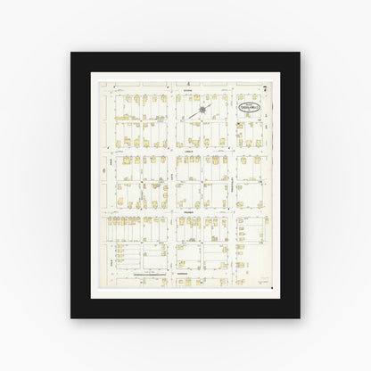 Old map wall art mockup — black gallery frame with white mat — Sanborn Fire Insurance Map from Osceola Mills, Clearfield County, Pennsylvania (1910), Sheet #0007