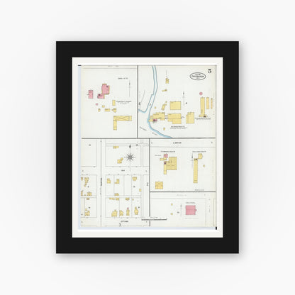 Old map wall art mockup — black gallery frame with white mat — Sanborn Fire Insurance Map from Oak Harbor, Ottawa County, Ohio (1904), Sheet #0005