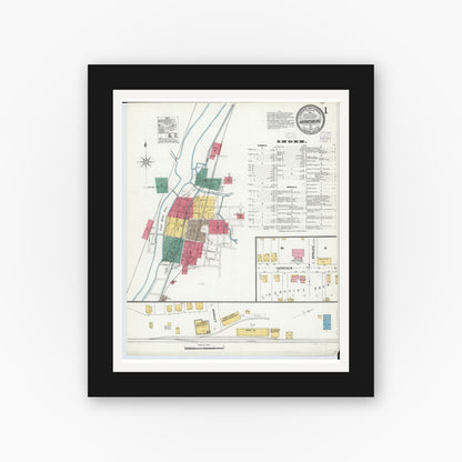 Old map wall art mockup — black gallery frame with white mat — Sanborn Fire Insurance Map from Miamisburg, Montgomery County, Ohio (1905) - Complete Map Set