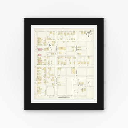 Old map wall art mockup — black gallery frame with white mat — Sanborn Fire Insurance Map from McAdoo, Schuylkill County, Pennsylvania (1912), Sheet #0004