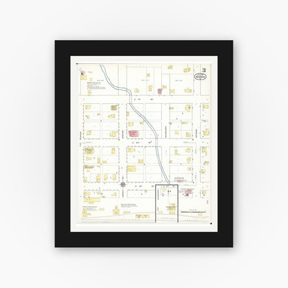 Old map wall art mockup — black gallery frame with white mat — Sanborn Fire Insurance Map from Madrid, Boone County, Iowa (1916), Sheet #0003