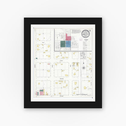 Old map wall art mockup — black gallery frame with white mat — Sanborn Fire Insurance Map from Grant City, Worth County, Missouri (1909) - Complete Map Set