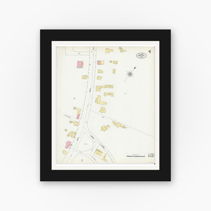 Old map wall art mockup — black gallery frame with white mat — Sanborn Fire Insurance Map from Groton, Middlesex County, Massachusetts (1906), Sheet #0004