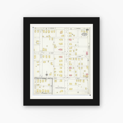 Old map wall art mockup — black gallery frame with white mat — Sanborn Fire Insurance Map from Alliance, Stark County, Ohio (1911), Sheet #0019