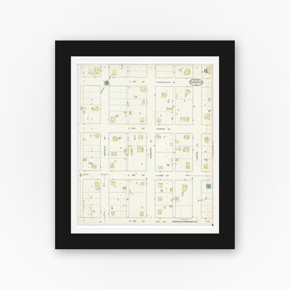Old map wall art mockup — black gallery frame with white mat — Sanborn Fire Insurance Map from Hereford, Deaf Smith County, Texas (1913), Sheet #0006
