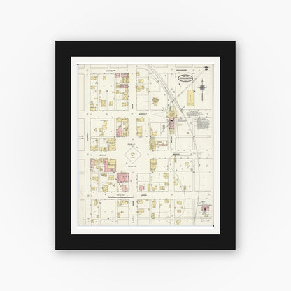 Old map wall art mockup — black gallery frame with white mat — Sanborn Fire Insurance Map from Jonesboro, Union County, Illinois (1910), Sheet #0002
