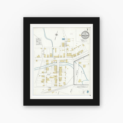 Old map wall art mockup — black gallery frame with white mat — Sanborn Fire Insurance Map from Middleport, Schuylkill County, Pennsylvania (1912) - Complete Map Set